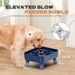 UPSKY Slow Feeder Dog Bowl, 2-in-1 Raised Dog Bowl with Anti-Choking Maze Puzzle, 2-6 Cups Pet Food for Small & Medium Breeds, Interactive Pet Feeder to Slow Eating, Reduce Boredom Blue - Image 5