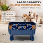 UPSKY Slow Feeder Dog Bowl, 2-in-1 Raised Dog Bowl with Anti-Choking Maze Puzzle, 2-6 Cups Pet Food for Small & Medium Breeds, Interactive Pet Feeder to Slow Eating, Reduce Boredom Blue - Image 6