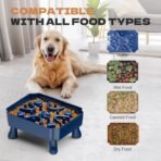 UPSKY Slow Feeder Dog Bowl, 2-in-1 Raised Dog Bowl with Anti-Choking Maze Puzzle, 2-6 Cups Pet Food for Small & Medium Breeds, Interactive Pet Feeder to Slow Eating, Reduce Boredom Blue - Image 8