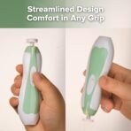 haakaa Baby Nail File Electric Baby Nail Care Set with LED Light, Baby Nail Clippers for Newborn/Infants/Adults Toenails and Fingernails, 6 Replacement Heads & Storage Case, Green - Image 6