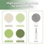 haakaa Baby Nail File Electric Baby Nail Care Set with LED Light, Baby Nail Clippers for Newborn/Infants/Adults Toenails and Fingernails, 6 Replacement Heads & Storage Case, Green - Image 8