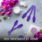 PANA 100pcs Brand Cosmetic Make Up Disposable Plastic 2.5" Spatulas Skin Care Facial Cream Mask Spatula (100 Pieces in a Container) (PURPLE) - Image 5