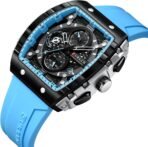 PASOY Luxury Chronograph Watches for Mens Rubber Strap Black Waterproof Date Analog Quartz Watch - Image 3