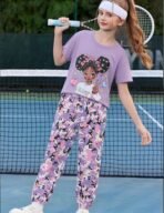 mksodop Girls Clothes 2 Pieces Solid Color Short Sleeve Fashion Printed T-Shirt and Camouflage Pants Girls Outfits Set - Image 6