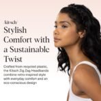 Kitsch Zig Zag Headbands for Women – Fashion Accessories for Slicked Back Styles - Comfortable Wavy Headbands | Comb Headband with Teeth | Ideal Gifts for Women - Black and Tortoise - 2 pcs - Image 3