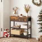 HOOBRO 29.5" Narrow Console Table with 2 Fabric Drawers, Sofa Table, Small Entryway Table with 3-Tier Storage Shelves, Behind Couch Table, for Living Room, Hallway, Rustic Brown and Black BF72XG01 - Image 3