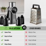 Zulay Kitchen Rotary Cheese Grater 5 Blade Cheese Shredder - Manual Hand Crank Cheese Grater With Reinforced Suction & 5 Interchangeable Drums - Easy to Use, Vegetable Chopper Round Mandoline Slicer - Image 3