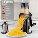 Zulay Kitchen Rotary Cheese Grater 5 Blade Cheese Shredder - Manual Hand Crank Cheese Grater With Reinforced Suction & 5 Interchangeable Drums - Easy to Use, Vegetable Chopper Round Mandoline Slicer - Image 4