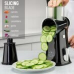 Zulay Kitchen Rotary Cheese Grater 5 Blade Cheese Shredder - Manual Hand Crank Cheese Grater With Reinforced Suction & 5 Interchangeable Drums - Easy to Use, Vegetable Chopper Round Mandoline Slicer - Image 6