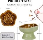 S&Q's CERAMICS Raised Slow Feeder Cat Bowl, Ceramic Elevated Cute Pet Food Bowl Small Dogs Slow Feeder, Flower Shaped Cute Cat Dish for Dry and Wet Food (Brown, 5.8") - Image 3
