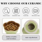 S&Q's CERAMICS Raised Slow Feeder Cat Bowl, Ceramic Elevated Cute Pet Food Bowl Small Dogs Slow Feeder, Flower Shaped Cute Cat Dish for Dry and Wet Food (Brown, 5.8") - Image 5