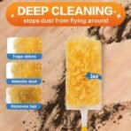 Heavy Duty Duster Refills, Disposable Dusters Kit for Cleaning Dusting Furniture Blind Ceiling Fan, Multi Surface 360 Feather Duster(60)+3FT Extended Handle +1 Handle - Image 3