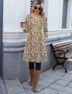 Zeagoo Fall Dresses for Women Long Sleeve Casual Pleated V Neck Dress 2025 A Line Tunic Dress - Image 6