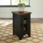 Signature Design by Ashley Valebeck Rustic Farmhouse Chair Side End Table with Cabinet Door, Distressed Black - Image 3