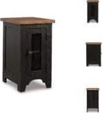 Signature Design by Ashley Valebeck Rustic Farmhouse Chair Side End Table with Cabinet Door, Distressed Black - Image 5