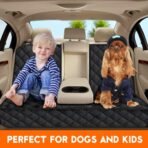 Dog Car Seat Cover, Back Seat Cover for Dogs Pet Car Seat Protector Waterproof Bench Car Seat Cover, Non-Slip Reat Seat Cover fits Middle Armrest for Most Cars Trucks SUVs - Black - Image 3