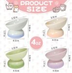 kathson 4 Pcs Ceramic Raised Cat Bowls, Elevated Tilted Cat Food Bowl, Anti Vomiting Pet Food Bowl, Colorful Porcelain Pet Feeder Dish for Cats and Small Dogs, Stress Free(Blue,Green,Yellow,Pink) - Image 3