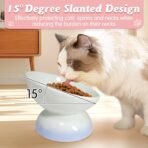 kathson 4 Pcs Ceramic Raised Cat Bowls, Elevated Tilted Cat Food Bowl, Anti Vomiting Pet Food Bowl, Colorful Porcelain Pet Feeder Dish for Cats and Small Dogs, Stress Free(Blue,Green,Yellow,Pink) - Image 4