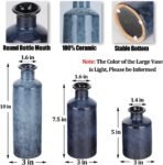 Blue Ceramic Vase Set - 3 Blue Small Vases, Farmhouse Country Flower Vase Home Decor, Living Room Decoration, Table Decoration, Fireplace Decor, and Entrance Decorations Centerpieces - Image 3