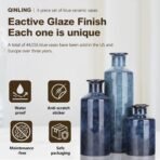 Blue Ceramic Vase Set - 3 Blue Small Vases, Farmhouse Country Flower Vase Home Decor, Living Room Decoration, Table Decoration, Fireplace Decor, and Entrance Decorations Centerpieces - Image 4