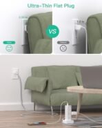 Power Strips with Surge Protection, Flat Plug Power Strip with 12 Outlets 4 USB Ports, Charging Station Tower 1875W/15A 1080J 6Ft Extension Cord with Multiple Outlets, Office Supplies, Dorm Essentials - Image 3