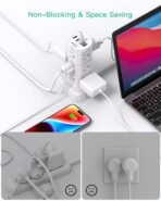 Power Strips with Surge Protection, Flat Plug Power Strip with 12 Outlets 4 USB Ports, Charging Station Tower 1875W/15A 1080J 6Ft Extension Cord with Multiple Outlets, Office Supplies, Dorm Essentials - Image 5