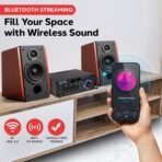 Pyle 200W Stereo Power Amplifier with Bluetooth - Dual Channel Audio Receiver - LED Display - RCA - USB - SD - MIC IN - FM Radio - AUX Input - Perfect for Home & Computer Audio - PDA29BU.5 - Image 3