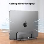 UGREEN Vertical Laptop Stand Holder for Desk Compatible with MacBook Pro, MacBook Air Stand Vertical Aluminum Adjustable for Up to 17.3 Inch Gaming Laptop, Gray - Image 5