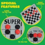 3-in-1 Vintage Giant Checkers, Tic, Tac, Toe, with Reversible Mat, 24 Chips, Family Board Game, Lawn Game, BBQ Party Favor, Indoor and Outdoor Activity for Kids and Adults - Image 4