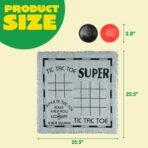3-in-1 Vintage Giant Checkers, Tic, Tac, Toe, with Reversible Mat, 24 Chips, Family Board Game, Lawn Game, BBQ Party Favor, Indoor and Outdoor Activity for Kids and Adults - Image 7