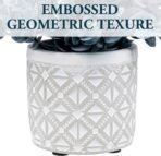 MyGift Artificial Eucalyptus Plant in Modern Gray Concrete Pots with Geometric Embossed Pattern (1, Blue) - Image 3