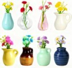 8 Pcs Refrigerator Magnets - Cute Mini Ceramic Vase Fridge Magnets with Artificial Flowers, Funny Tiny Vase Magnet for Fridge Decorative, Office, Kitchen, Locker, Whiteboard - Image 2