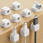 9 Pack Magnetic Cable Clips [Cable Smooth Adjustable] Cord Holder, Under Desk Cable Management, JOYROOM Adhesive Wire Holder Keeper Organizer for Home Office Desk Phone Car Wall Desktop Nightstand - Image 2