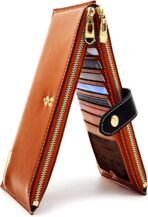 ANDOILT Women's Genuine Leather Wallet RFID Blocking Credit Card Holder Zipper Purse Cell Phone Handbag - Image 2