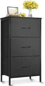 AODK Dresser for Bedroom Nightstand Small Dressers Chest of Drawers End Table for Living Room, Closet Dresser with 3 Storage Drawers Organizer Clothes, Black - Image 2