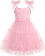 Arshiner Girls Dresses Summer Sleeveless Bow-Tie Straps Formal Fancy Party Birthday Tulle Dress - Image 2