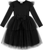 Arshiner Toddler Girls Tutu Dress Princess Tiered Tulle Long Sleeve Bowknot Birthday Party Dresses - Image 2