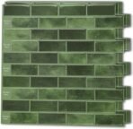 Art3d 10-Sheet Kitchen Backsplash Tiles Peel and Stick, Self Adhesive Wall Tile Sticker for Kitchen Island Bathroom Laundry Room RV Renter 12" x 12" - Jade Green - Image 2