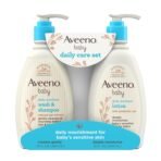 Aveeno Baby Daily Care Gift Set with Oat Extract & Prebiotic Oat, Contains Daily Moisturizing Body Lotion & Gentle 2-in-1 Baby Bath Wash & Shampoo, Hypoallergenic & Paraben-Free, Two Pack - Image 2