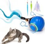 BABORUI Interactive Cat Toy Ball - Automatic Interactive Cat Toys for Indoor Cats with 3 Tails, 2 Speeds Rechargeable Cat Enrichment Toys for Small/Medium/Large Cats to Keep Them Busy(Blue) - Image 2