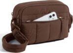BAGSMART Cross Body Purse, Mini Crossbody Bags for Women Travel Purse, Puffy Shoulder Handbag Wallet with RFID Blocking Slots, Dark Brown - Image 2