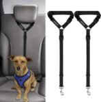 BWOGUE 2 Packs Dog Cat Safety Seat Belt Strap Car Headrest Restraint Adjustable Nylon Fabric Dog Restraints Vehicle Seatbelts Harness - Image 2