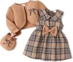 Baby Girl Clothes Toddler Dresses Infant Fall Winter Outfits Little Coat Princess Cardigan Dress Set +Cute Bag - Image 2