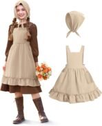 BesserBay Girls 3PCS Colonial Pioneer Dress Peter Pan Collar Prairie Girls Outfit 6-14 Years - Image 2