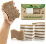 Biodegradable Natural Kitchen Sponge - Compostable Cellulose and Coconut Walnut Scrubber Sponge (12 Pack) - Image 2