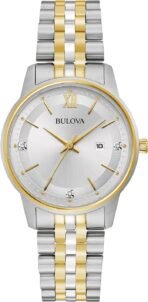 Bulova Ladies' Classic Diamond Two-Tone Gold Stainless Steel 3-Hand Calendar Date Quartz Watch - Image 2