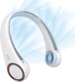 CIVPOWER Neck Fan: Portable Personal Neck Cooling Rechargeable Bladeless Fan - Hands Free 3 Speed 4000 mAh Battery USB Operated Wearable Headphone Design - Gift for Men Women Outdoor (White) - Image 2