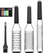 Cambom Lemon Zester Grater Three-piece Suit - Heavy Duty Kitchen Tool for Parmesan Cheese, Ginger, Garlic, Nutmeg, Chocolate, Vegetables，Fruits，Stainless Steel Grater Dishwasher Safe Black - Image 2