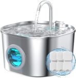 Cat Water Fountain Stainless Steel: Pet Fountains for Cats/Dog Indoor Automatic Waterer Bowls for Drinking Small Animal Water Dispenser Metal Pets Watering Faucet Bottle Auto Kitty Watering Supplies - Image 2