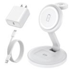 Charging Station for Apple Magnetic Wireless iPhone Mag-Safe Charger,15W 3in1 Foldable Wireless Dock Fast MagSafe Charger Stand for iPhone 17 Pro Max/16 Plus/16 ProMax/15/14/13,Apple Watch,AirPods Pro - Image 2